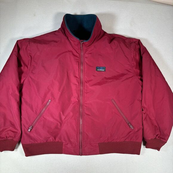 Vintage L.L.Bean Windbreaker Jacket Men’s XL Bomber Warm Up Red/ Green - Picture 4 of 10